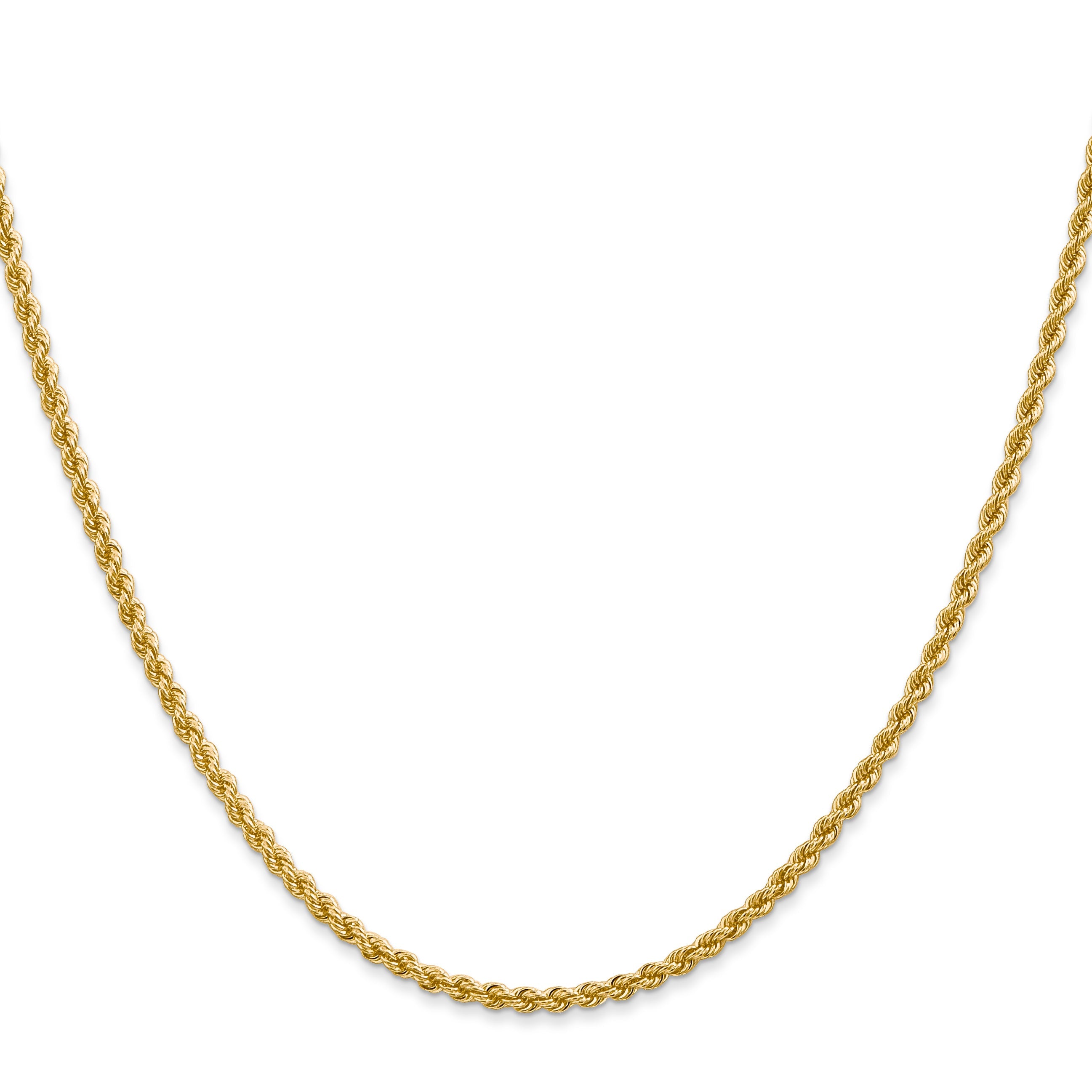18 Inch 10K Yellow Gold 2.25mm Solid Regular Rope Chain Necklace
