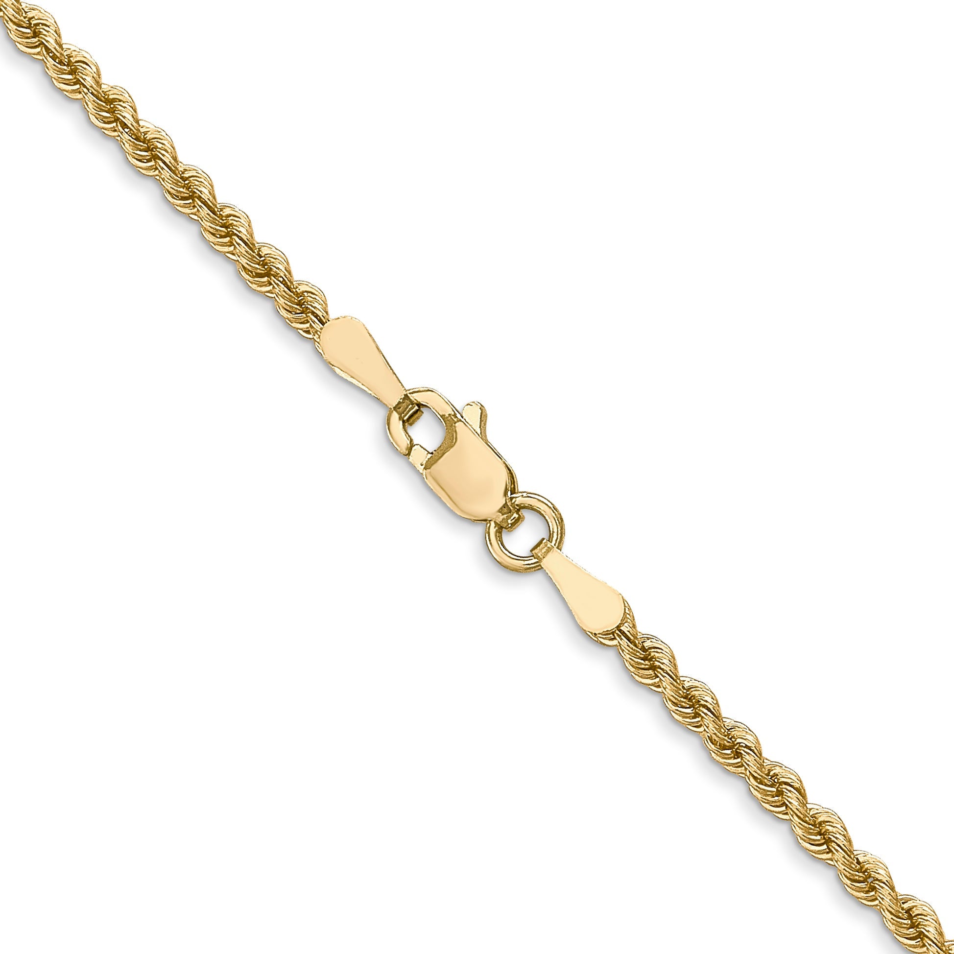 24 Inch 10K Yellow Gold 2.25mm Solid Regular Rope Chain Necklace