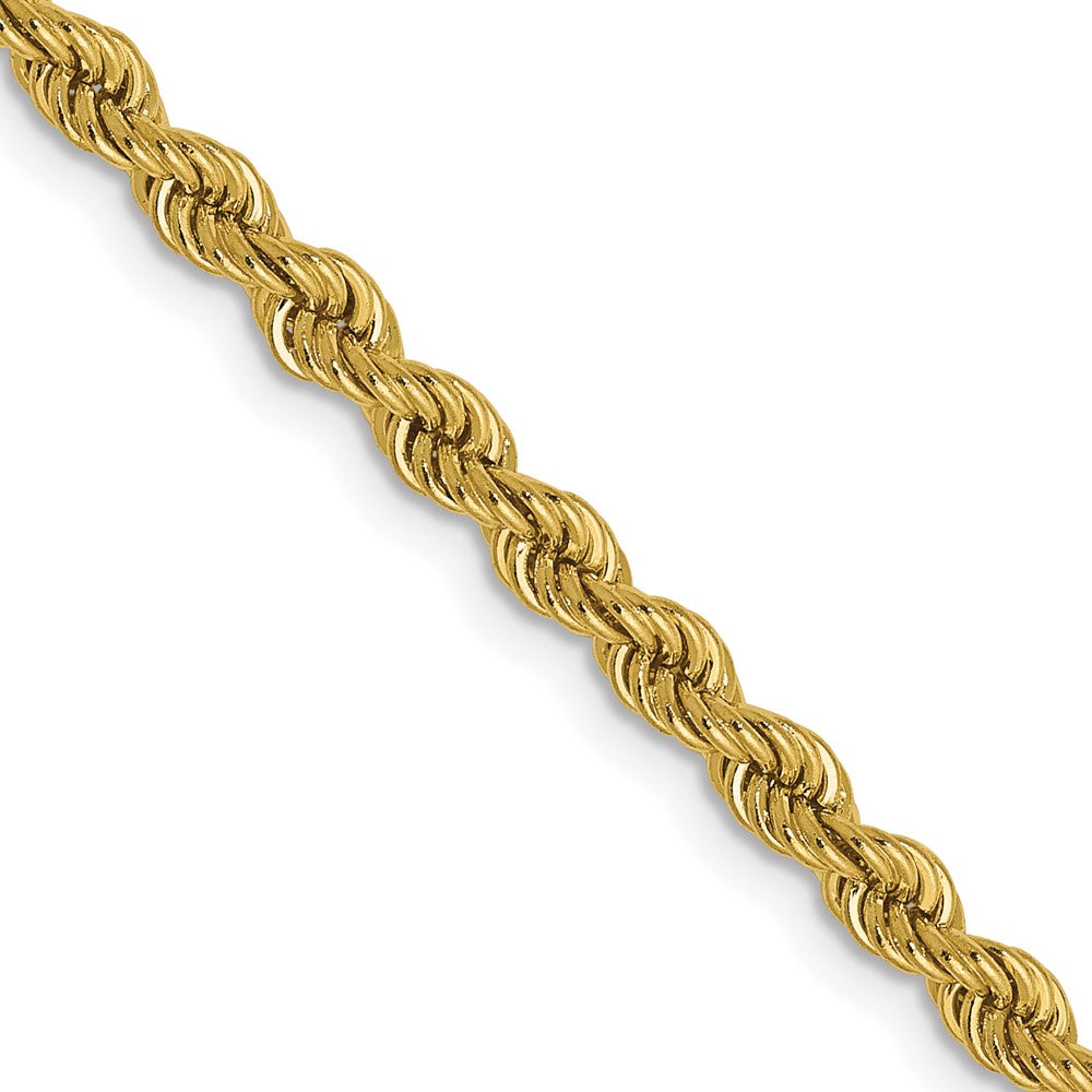 22 Inch 10K Yellow Gold 2.25mm Solid Regular Rope Chain Necklace