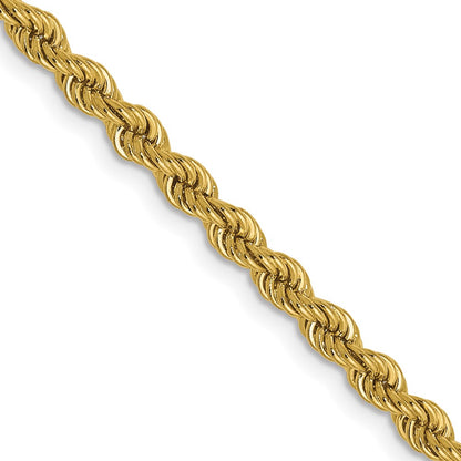 22 Inch 10K Yellow Gold 2.25mm Solid Regular Rope Chain Necklace