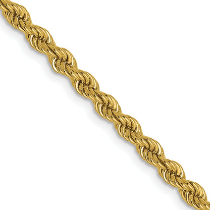 18 Inch 10K Yellow Gold 2.25mm Solid Regular Rope Chain Necklace