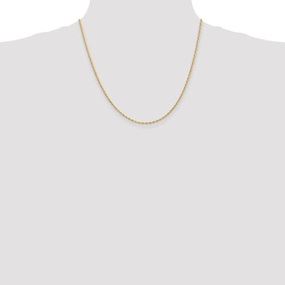 2 Inch 10K Yellow Gold 1.85mm D/C Quadruple Rope Chain Necklace