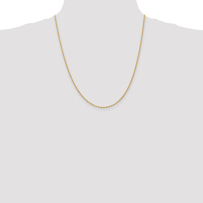 22 Inch 10K Yellow Gold 1.85mm D/C Quadruple Rope Chain Necklace