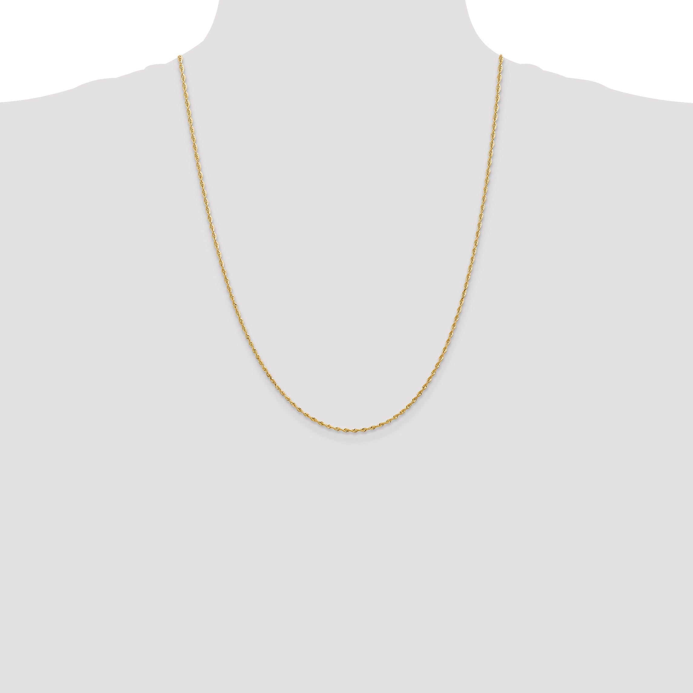 24 Inch 10K Yellow Gold 1.85mm D/C Quadruple Rope Chain Necklace