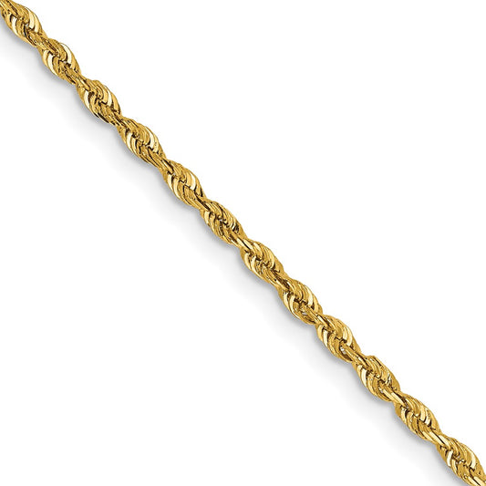 2 Inch 10K Yellow Gold 1.85mm D/C Quadruple Rope Chain Necklace
