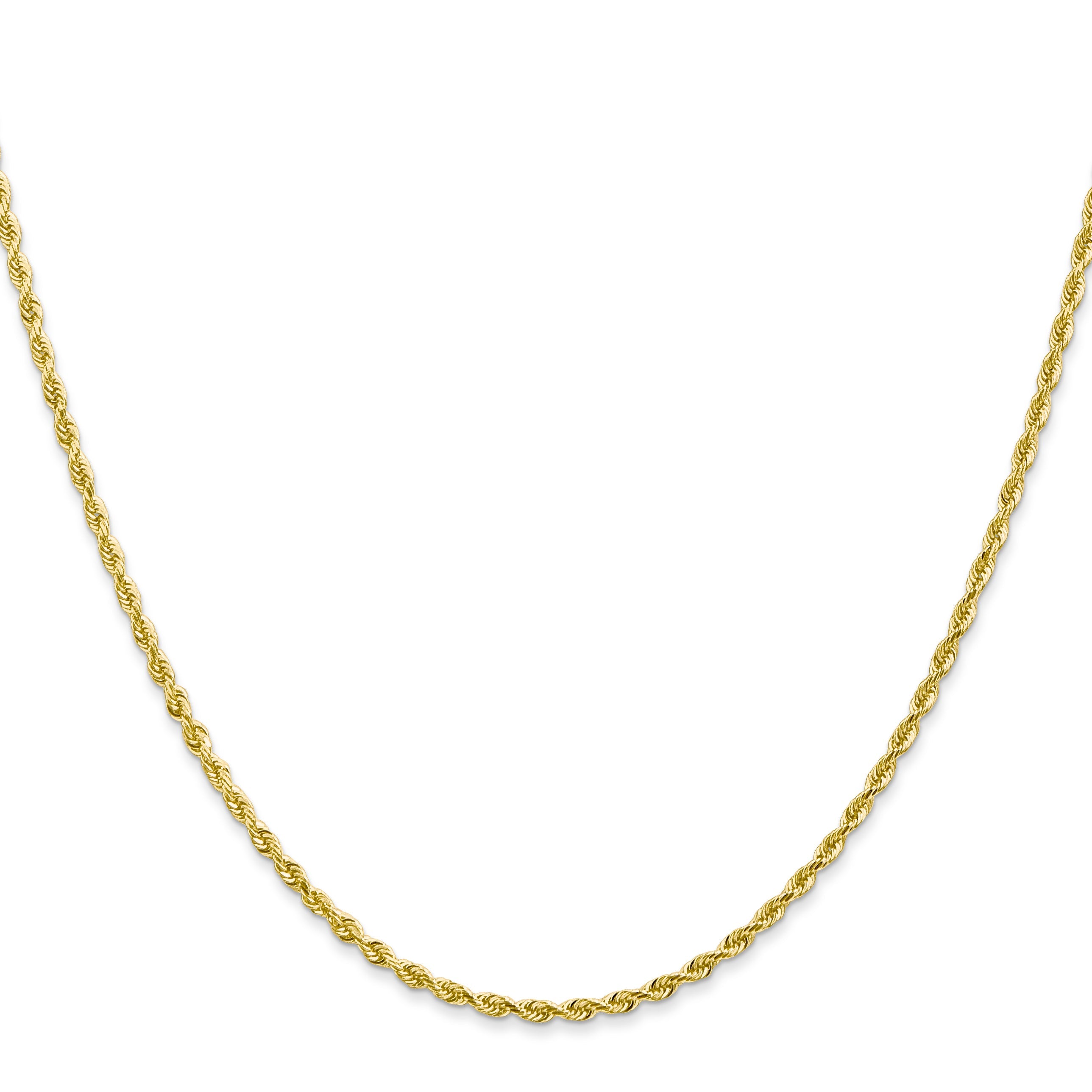 16 Inch 10K Yellow Gold 2mm D/C Quadruple Rope Chain Necklace