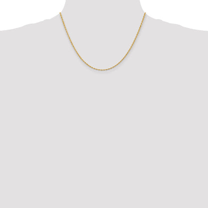 18 Inch 10K Yellow Gold 2mm D/C Quadruple Rope Chain Necklace