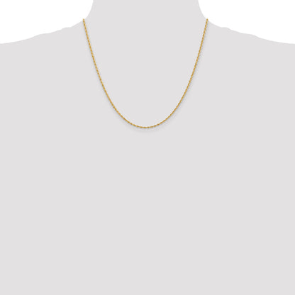 2 Inch 10K Yellow Gold 2mm D/C Quadruple Rope Chain Necklace
