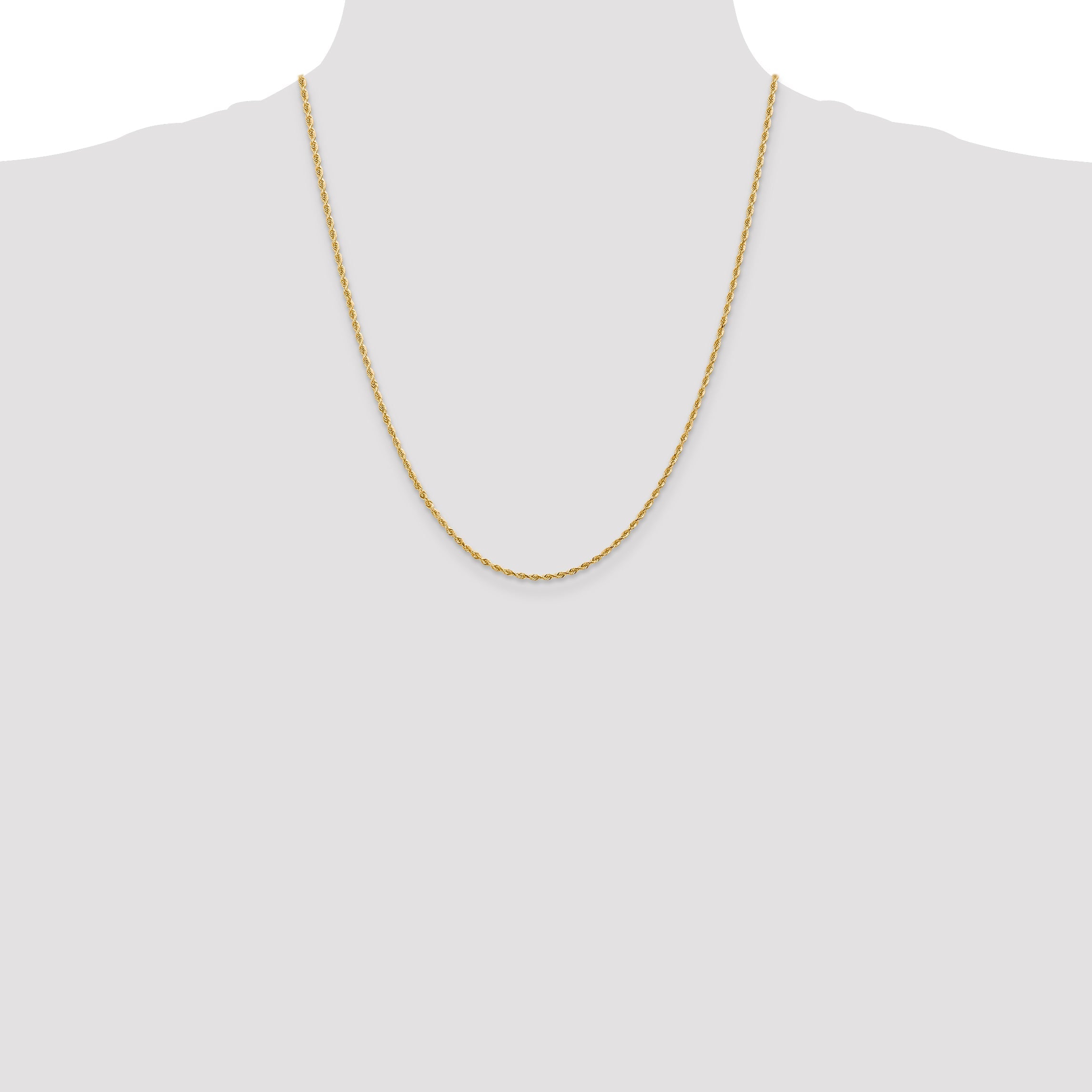 22 Inch 10K Yellow Gold 2mm D/C Quadruple Rope Chain Necklace