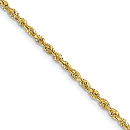 22 Inch 10K Yellow Gold 2mm D/C Quadruple Rope Chain Necklace