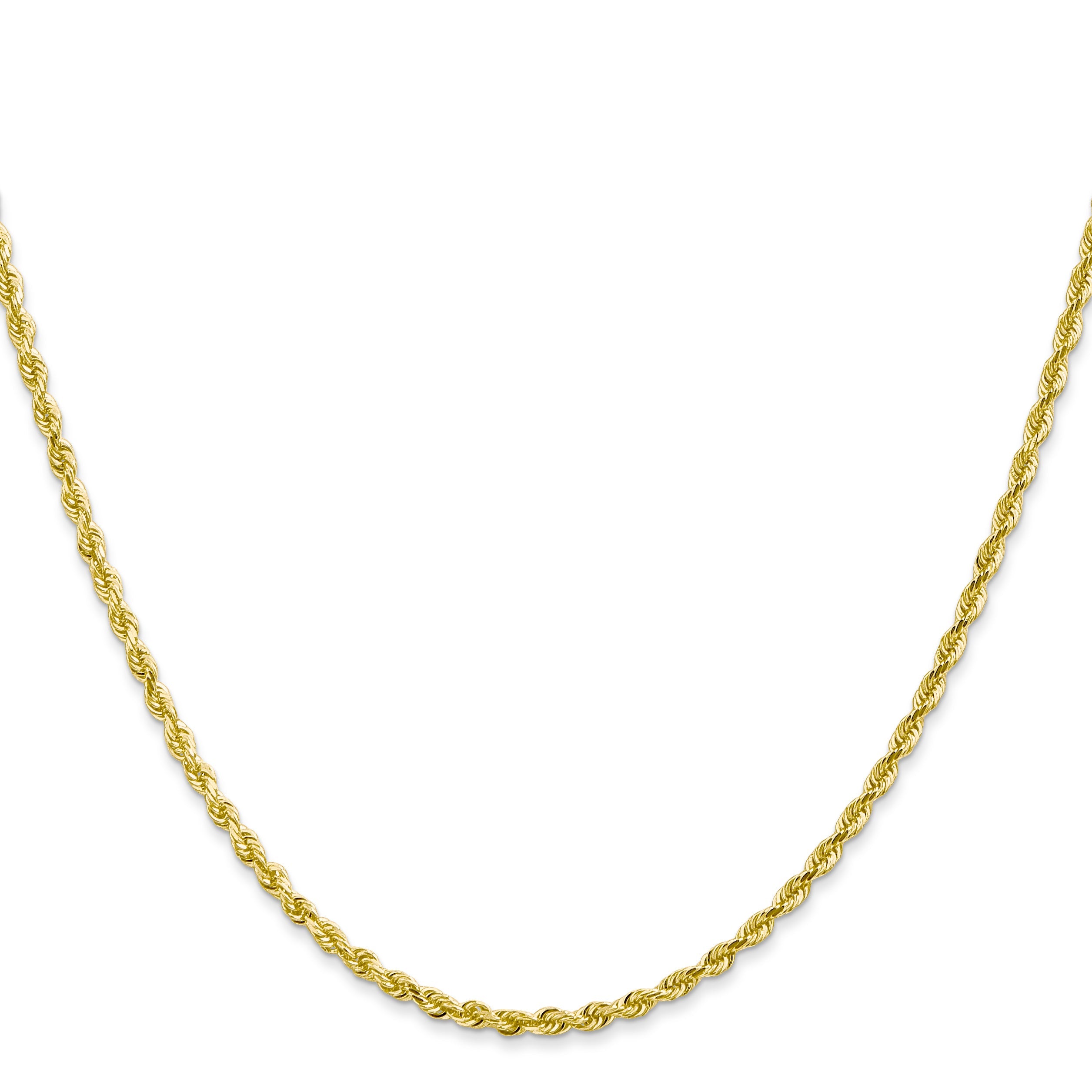 18 Inch 10K Yellow Gold 2.25mm D/C Quadruple Rope Chain Necklace