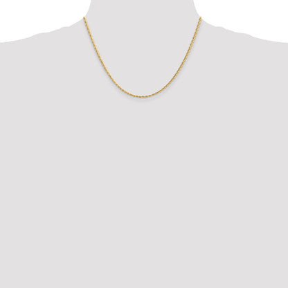 18 Inch 10K Yellow Gold 2.25mm D/C Quadruple Rope Chain Necklace