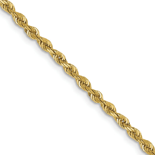 22 Inch 10K Yellow Gold 2.25mm D/C Quadruple Rope Chain Necklace