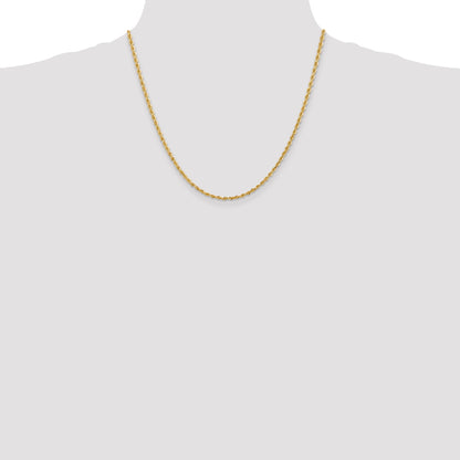 2 Inch 10K Yellow Gold 2.75mm D/C Quadruple Rope Chain Necklace