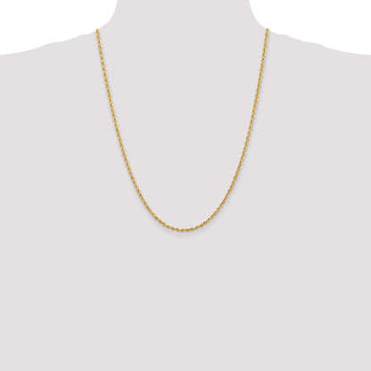 24 Inch 10K Yellow Gold 2.75mm D/C Quadruple Rope Chain Necklace