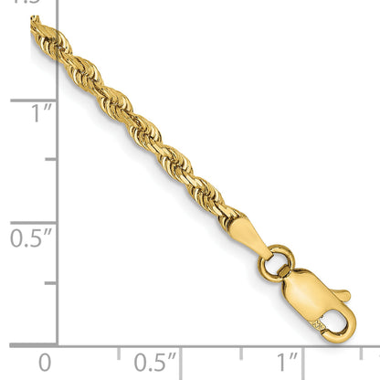 7 Inch 10K Yellow Gold 2.75mm D/C Quadruple Rope Chain Bracelet