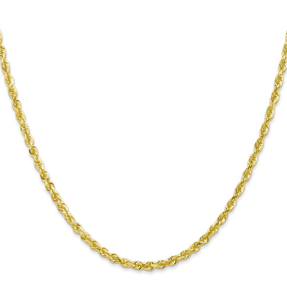18 Inch 10K Yellow Gold 3mm D/C Quadruple Rope Chain Necklace