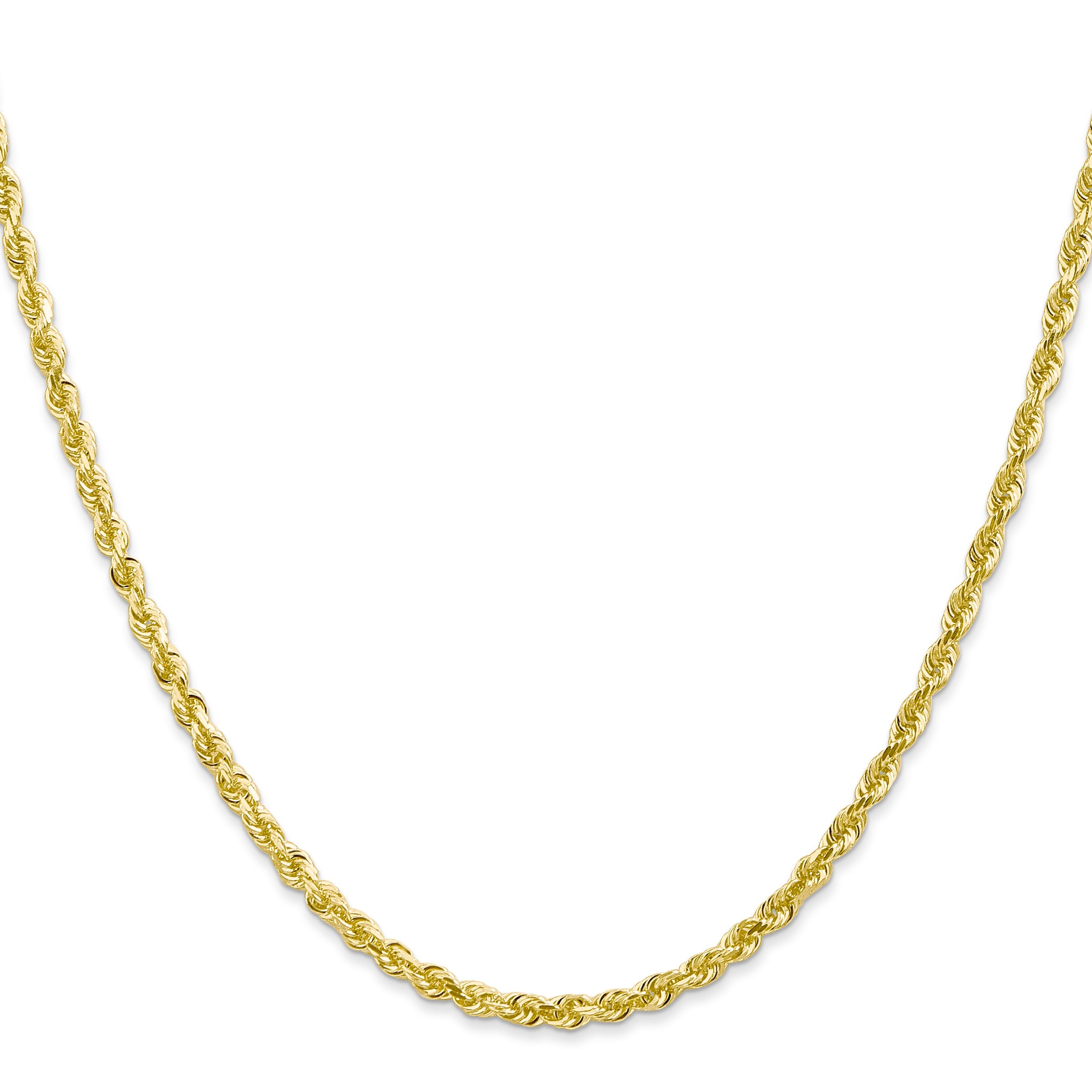 22 Inch 10K Yellow Gold 3mm D/C Quadruple Rope Chain Necklace