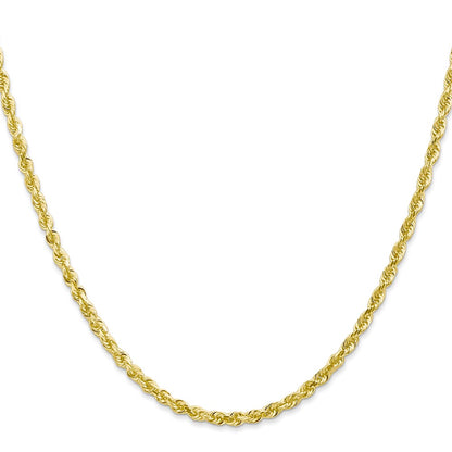 2 Inch 10K Yellow Gold 3mm D/C Quadruple Rope Chain Necklace