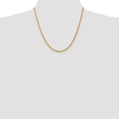 2 Inch 10K Yellow Gold 3.35mm D/C Quadruple Rope Chain Necklace