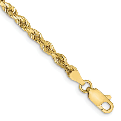 8 Inch 10K Yellow Gold 3.35mm D/C Quadruple Rope Chain Bracelet