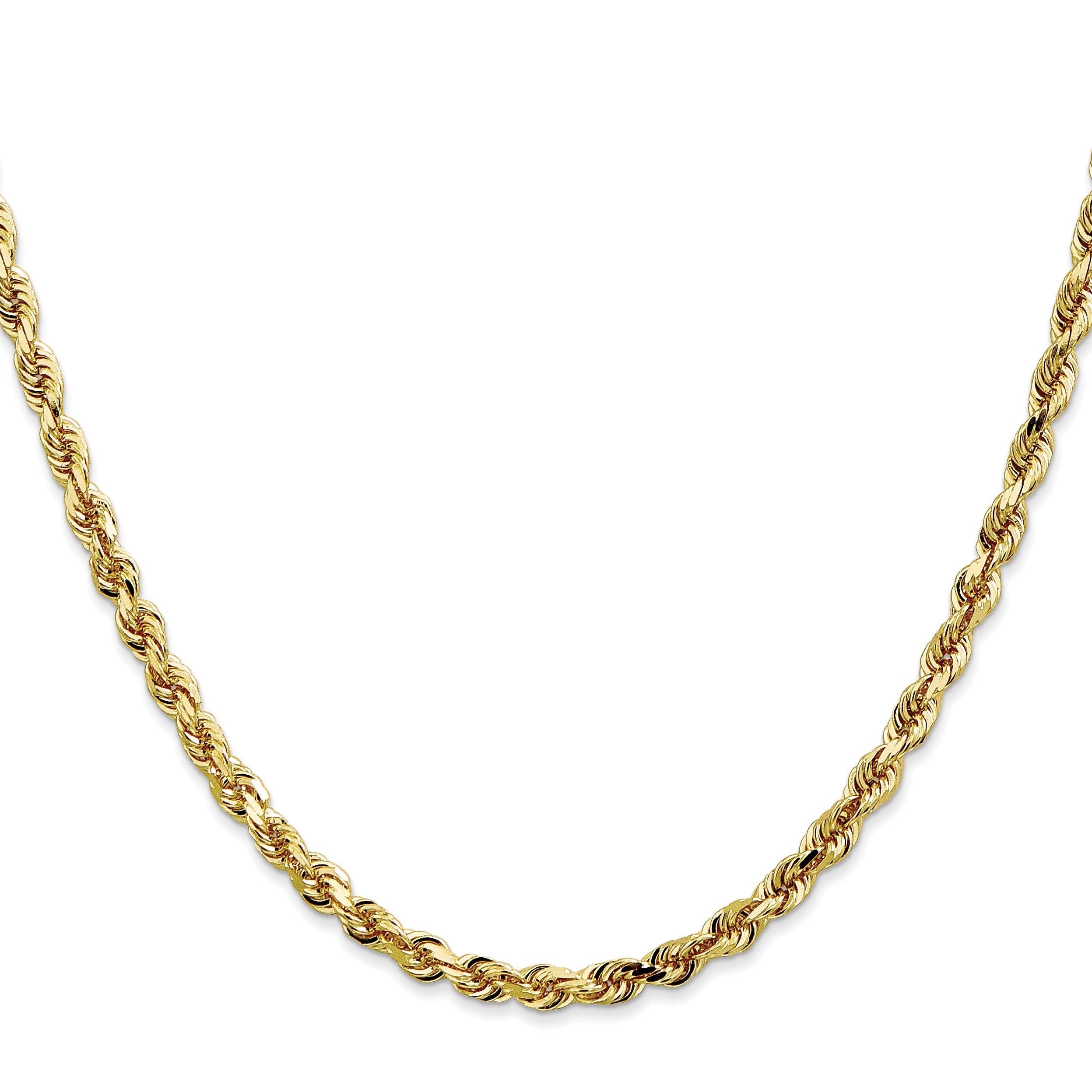 22 Inch 10K Yellow Gold 4mm D/C Quadruple Rope Chain Necklace