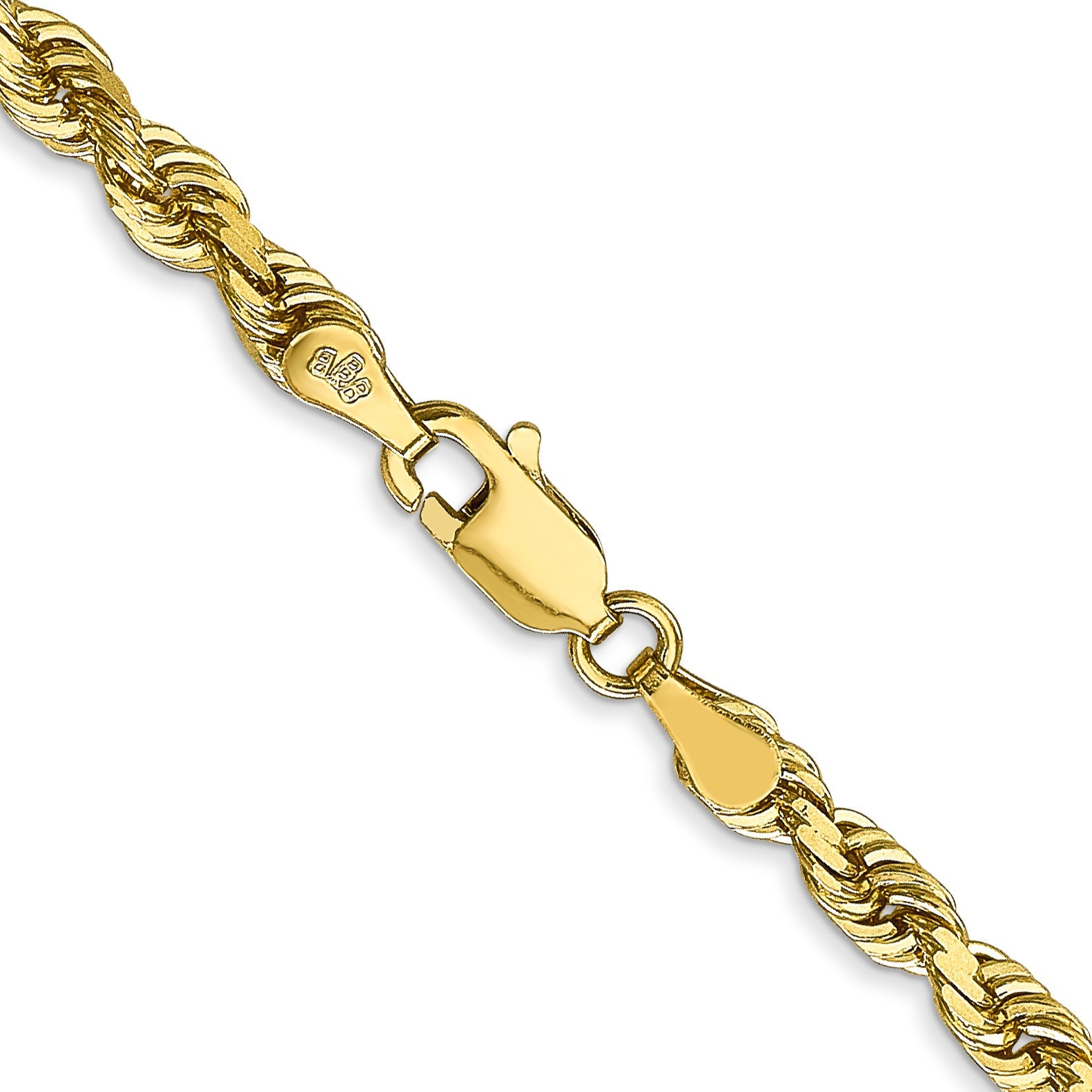 22 Inch 10K Yellow Gold 4mm D/C Quadruple Rope Chain Necklace