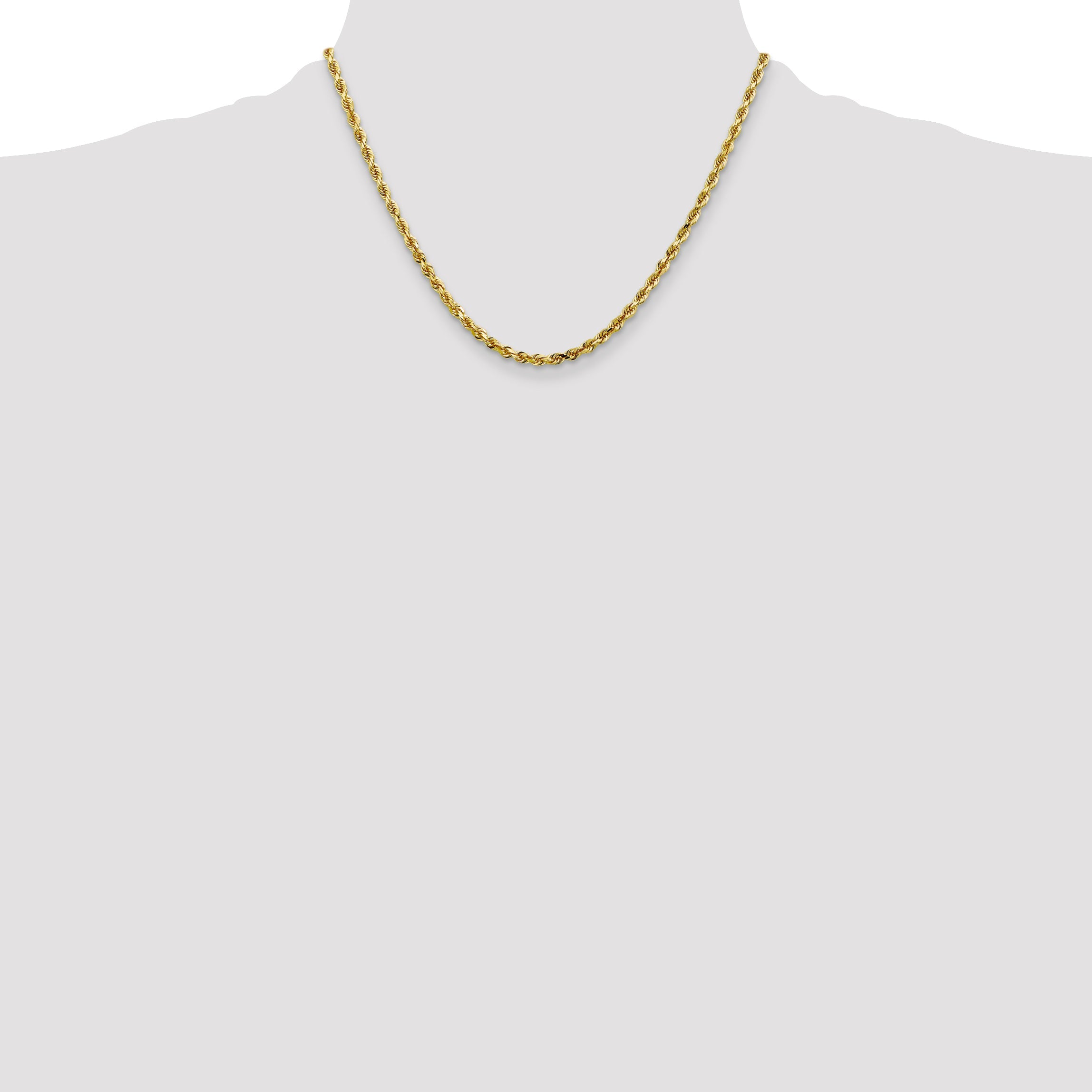 18 Inch 10K Yellow Gold 4mm D/C Quadruple Rope Chain Necklace