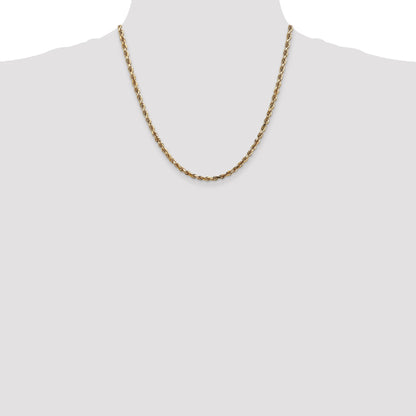 2 Inch 10K Yellow Gold 4mm D/C Quadruple Rope Chain Necklace