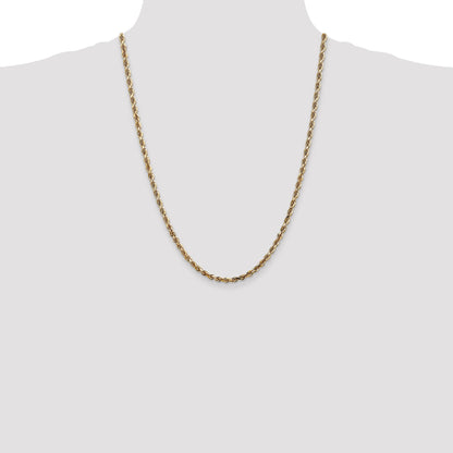 24 Inch 10K Yellow Gold 4mm D/C Quadruple Rope Chain Necklace