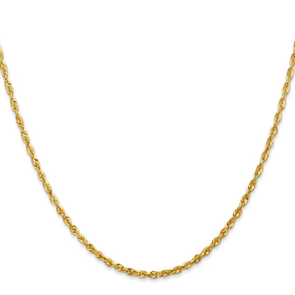 18 Inch 10K Yellow Gold 2.25mm Diamond Cut Lightweight Rope Chain Necklace