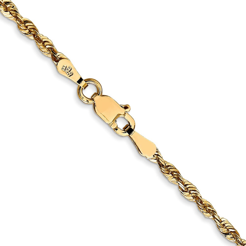 16 Inch 10K Yellow Gold 2.25mm Diamond Cut Lightweight Rope Chain Necklace