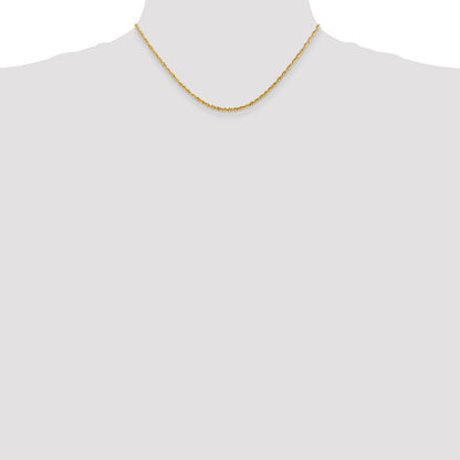 16 Inch 10K Yellow Gold 2.25mm Diamond Cut Lightweight Rope Chain Necklace
