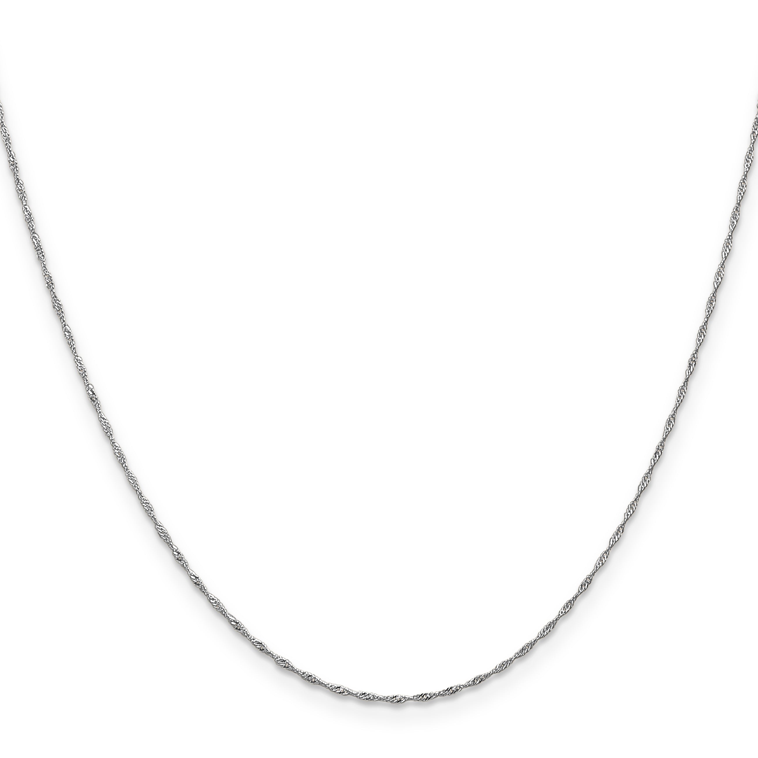 18 Inch 10K White Gold Wg 1mm Singapore Chain Necklace