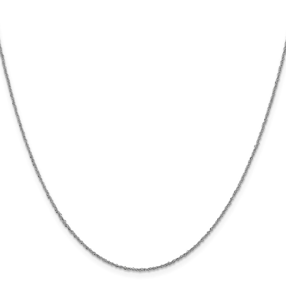 16 Inch 10K White Gold 1mm Sparkle Singapore Chain Necklace