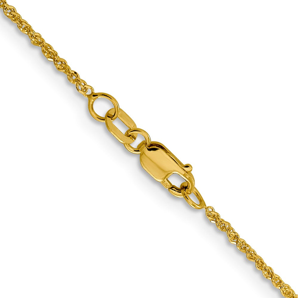 22 Inch 10K Yellow Gold 1.3mm Sparkle Singapore Chain Necklace