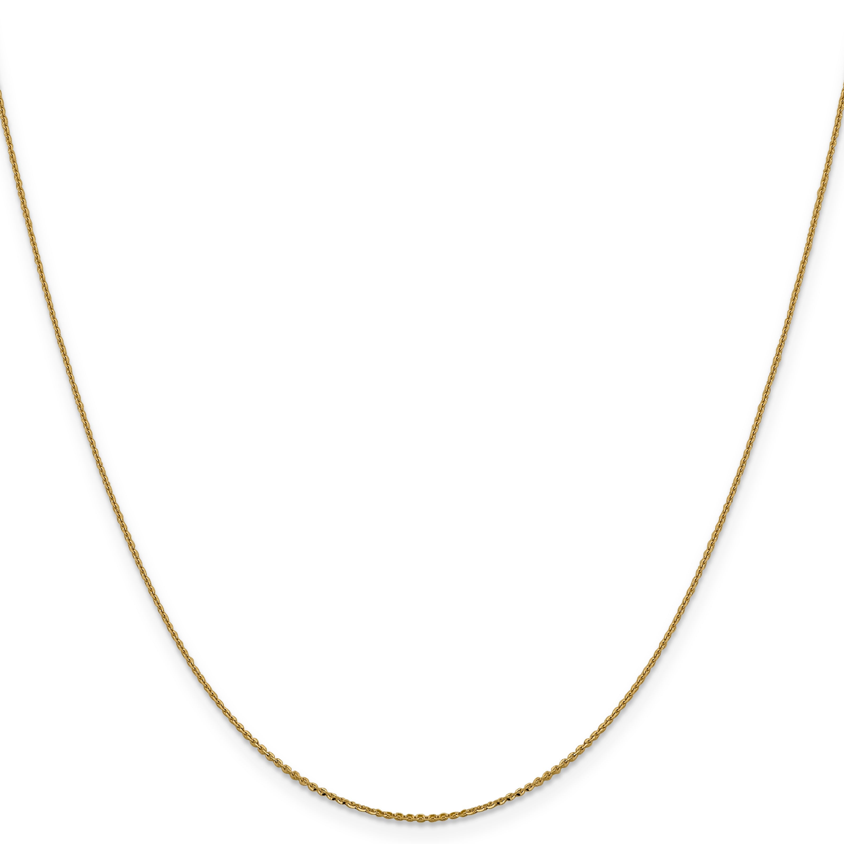 18 Inch 10K Yellow Gold 1.0 mm D/C Cable Chain Necklace