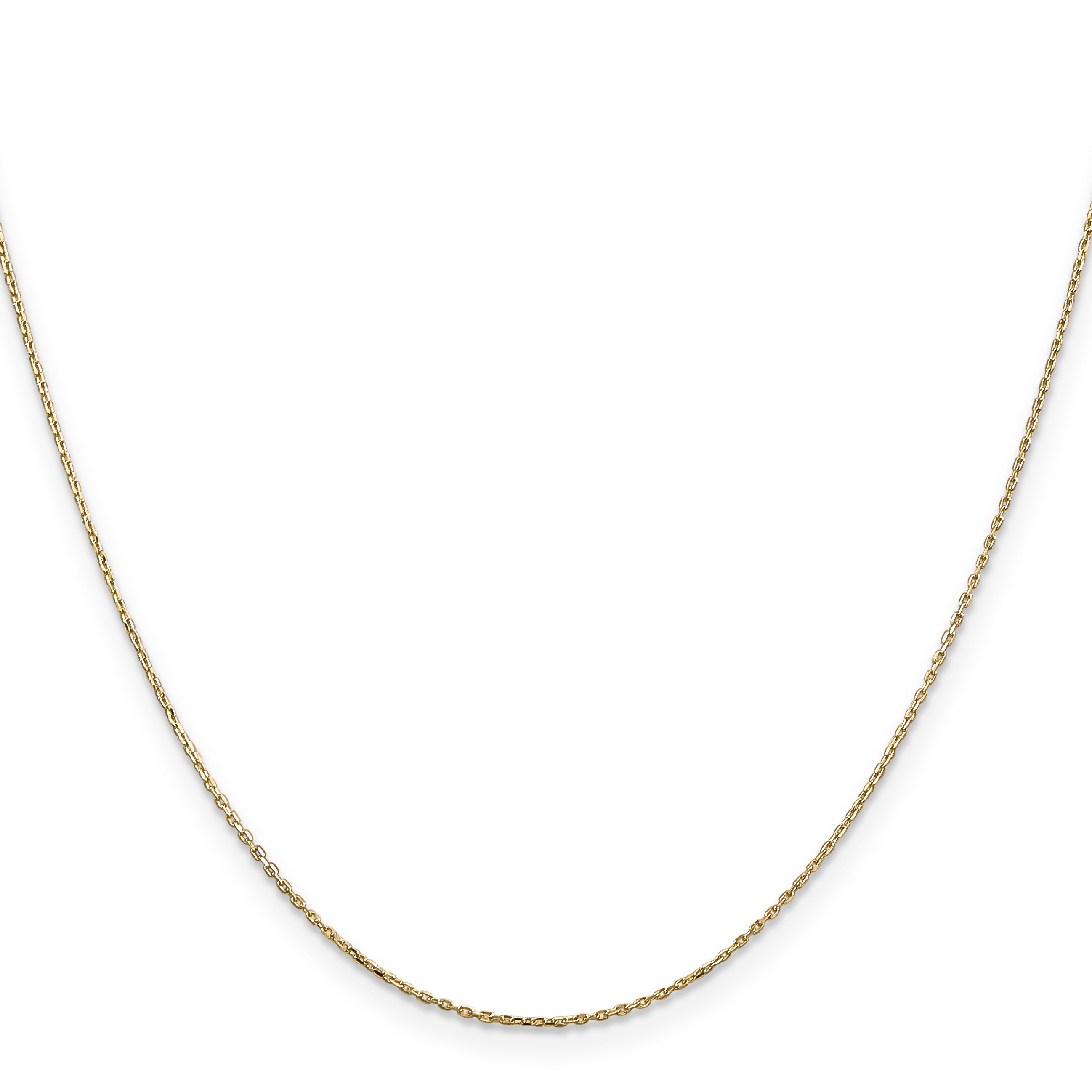 2 Inch 10K Yellow Gold .8mm D/C Cable With Lobster Clasp Chain Necklace