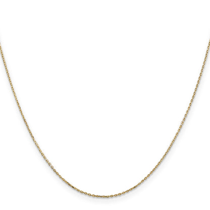 18 Inch 10K Yellow Gold .8mm D/C Cable With Lobster Clasp Chain Necklace