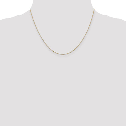 18 Inch 10K Yellow Gold .8mm D/C Cable With Lobster Clasp Chain Necklace