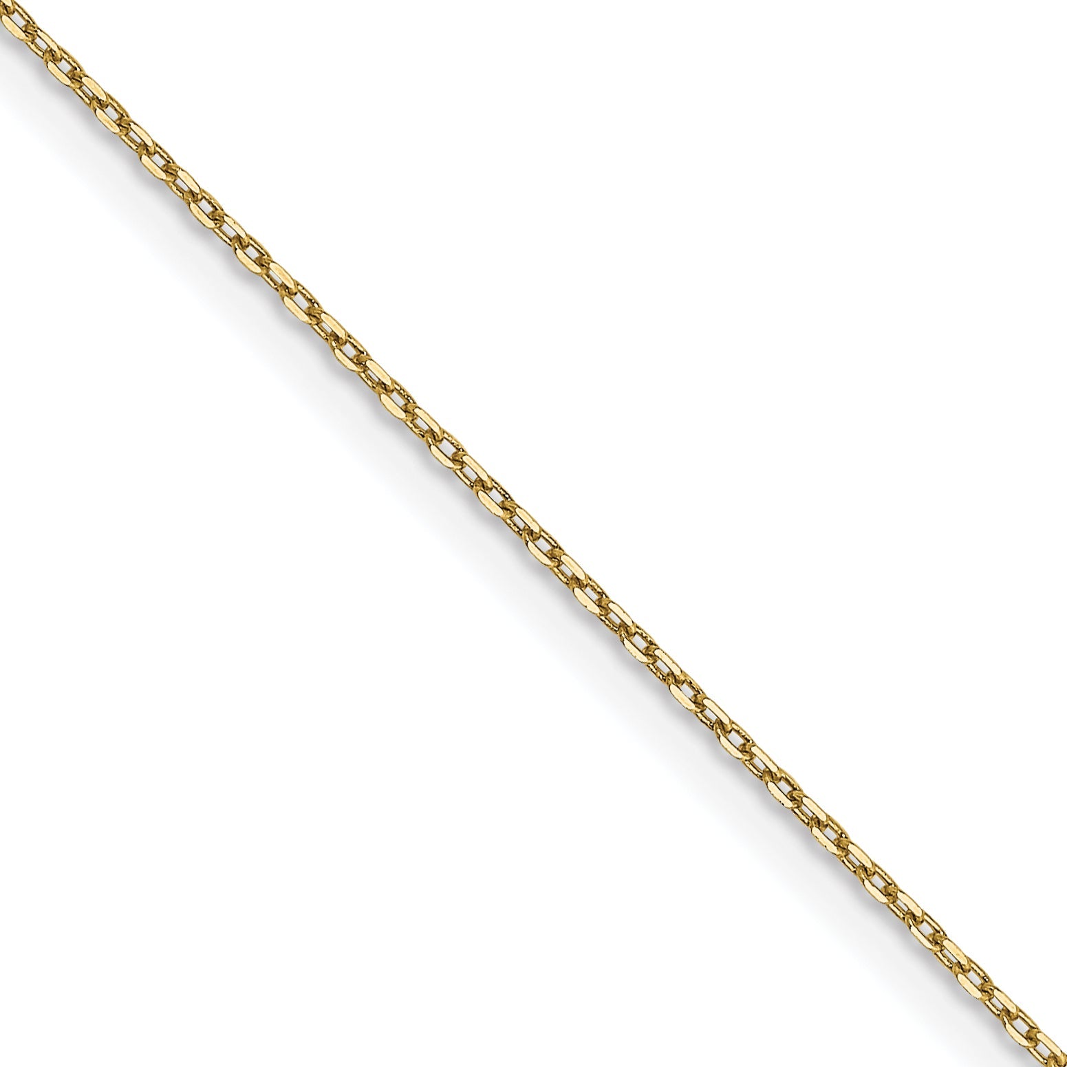18 Inch 10K Yellow Gold .8mm D/C Cable With Lobster Clasp Chain Necklace
