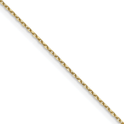 18 Inch 10K Yellow Gold .8mm D/C Cable With Lobster Clasp Chain Necklace