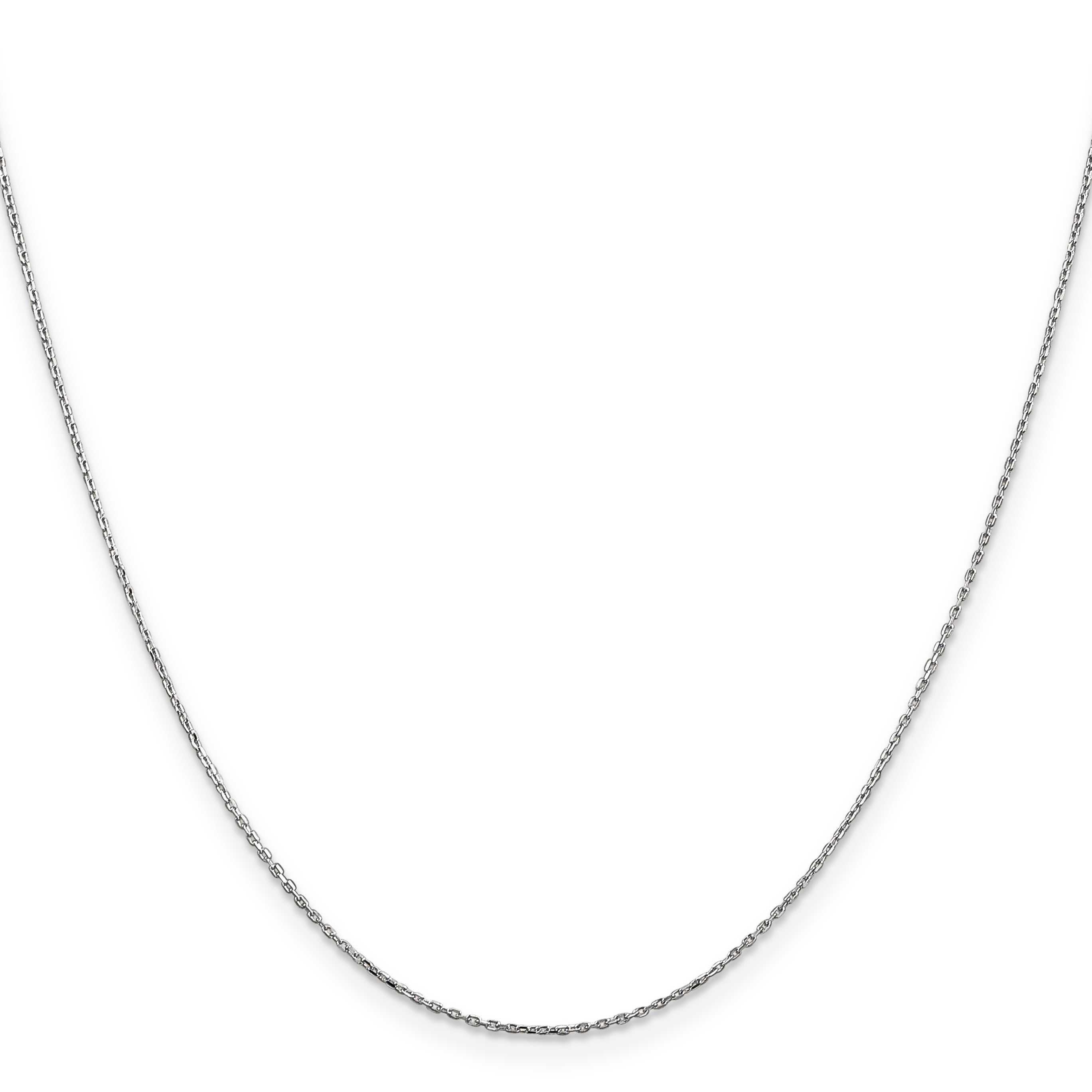 16 Inch 10K White Gold .8mm D/C Cable With Lobster Clasp Chain Necklace
