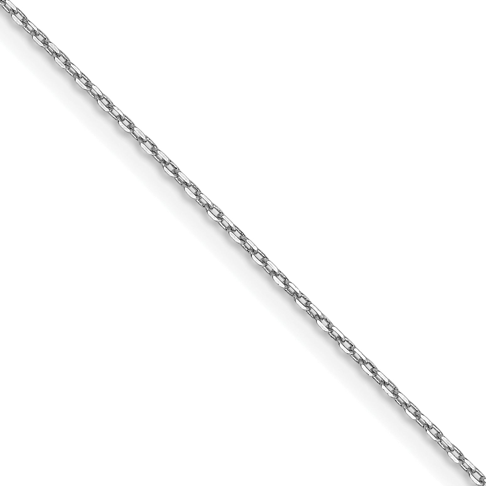 16 Inch 10K White Gold .8mm D/C Cable With Lobster Clasp Chain Necklace