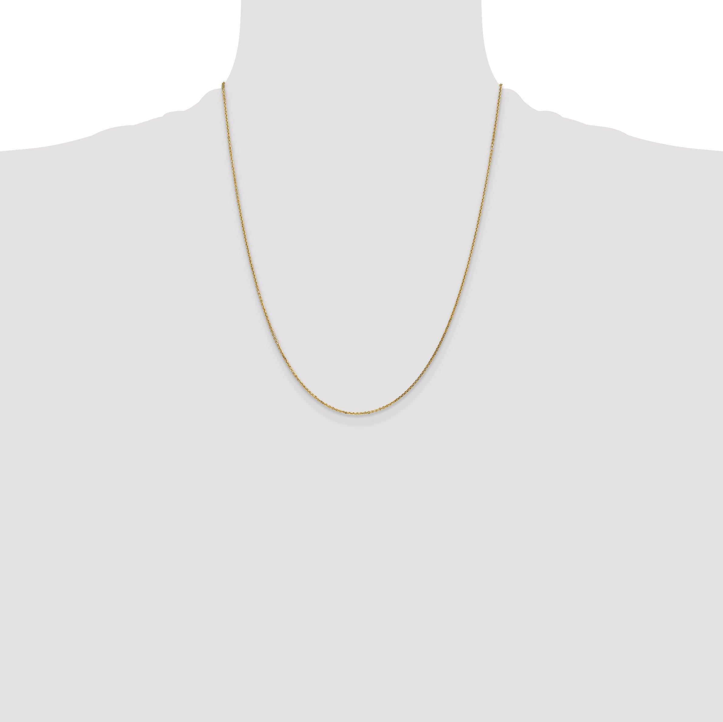 22 Inch 10K Yellow Gold .95mm D/C Cable Chain Necklace
