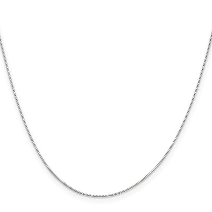 22 Inch 10K White Gold .5mm Baby Box Chain Necklace