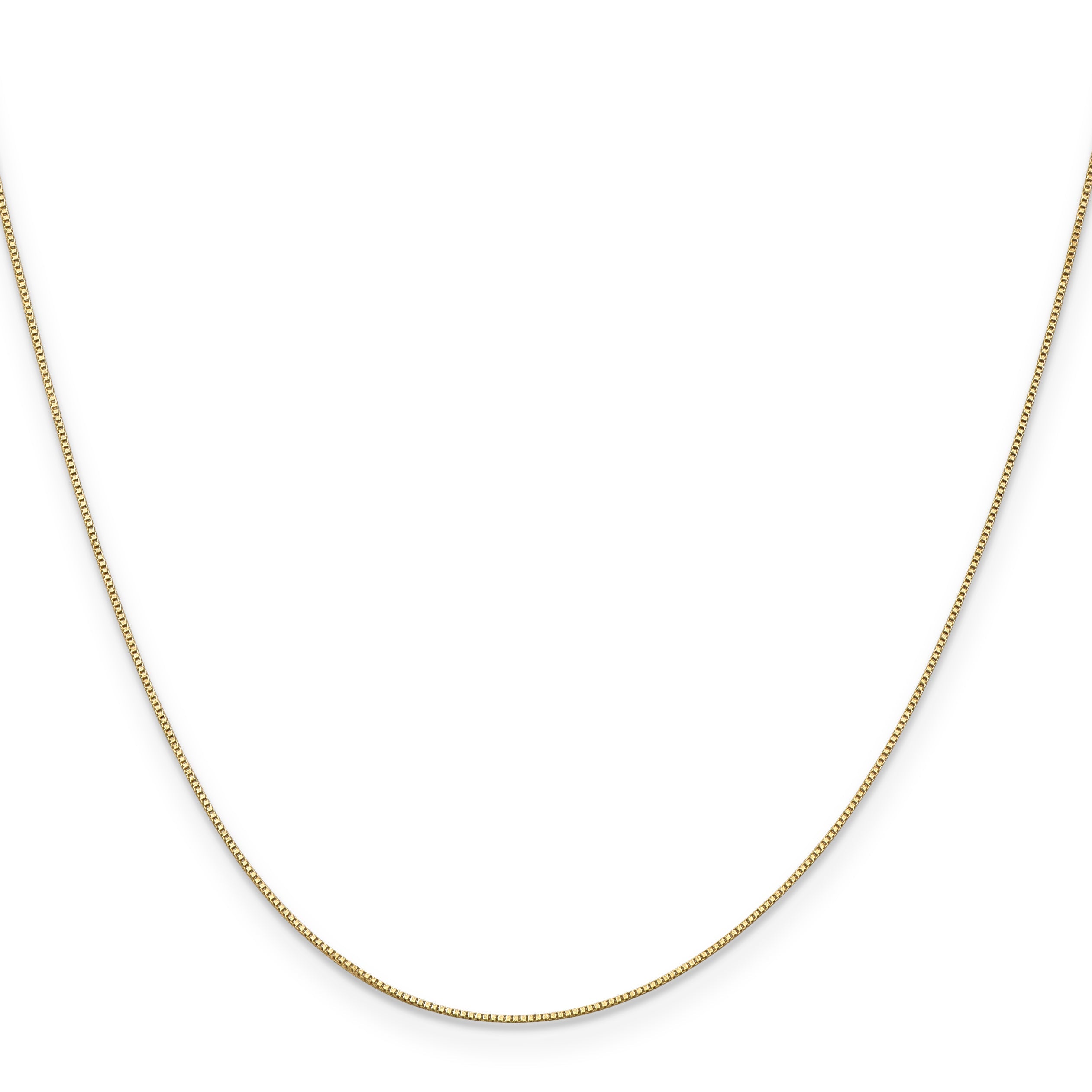 18 Inch 10K Yellow Gold .5mm Baby Box With Lobster Clasp Chain Necklace