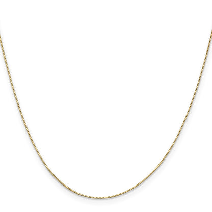 22 Inch 10K Yellow Gold .5mm Baby Box With Lobster Clasp Chain Necklace