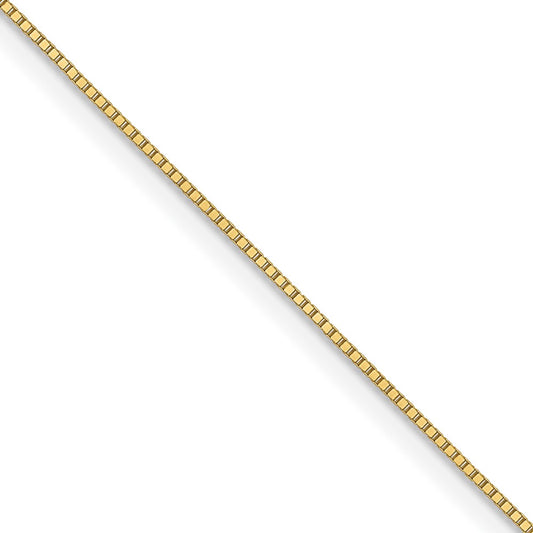 22 Inch 10K Yellow Gold .5mm Baby Box With Lobster Clasp Chain Necklace