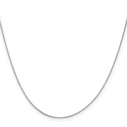 10K White Gold .5mm Baby Box With Lobster Clasp Chain
